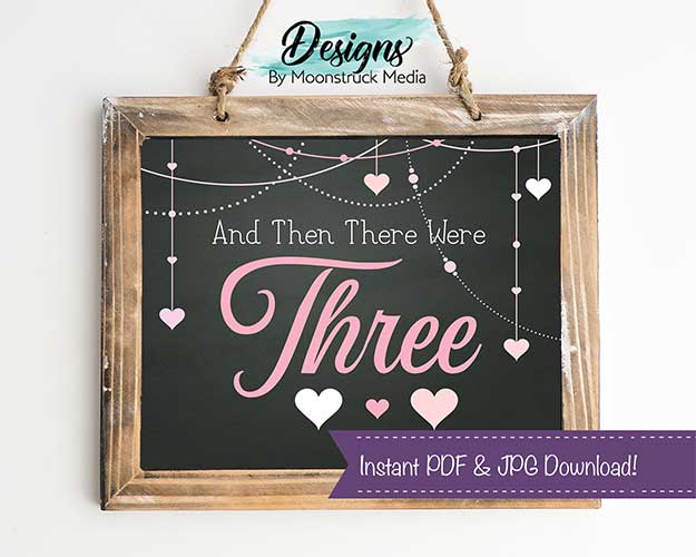 And Then There Were Three Conversation Hearts Chalkboard Sign Pregnancy Reveal 8x10 Valentine/'s Day Pregnancy Announcement